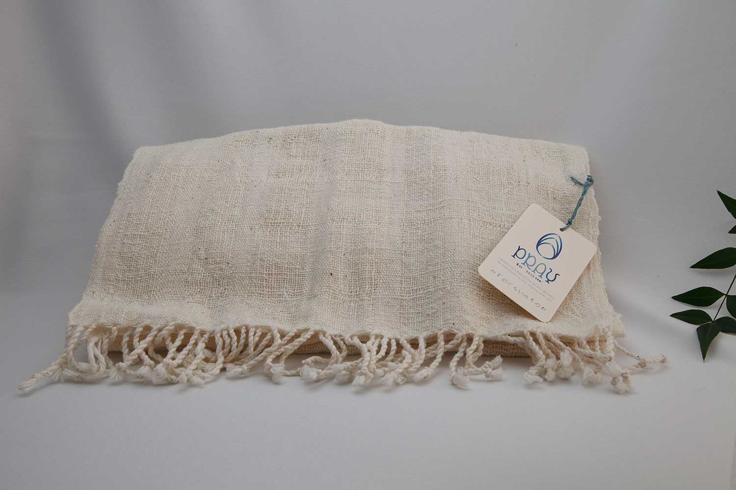 pray to nam ラオス自然栽培綿ストール 生成(ライン1)